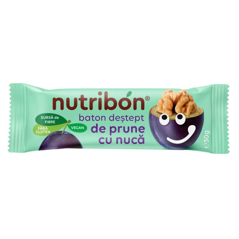 Nutribon Baton Vegan fara gluten de Prune cu Nuca 30g